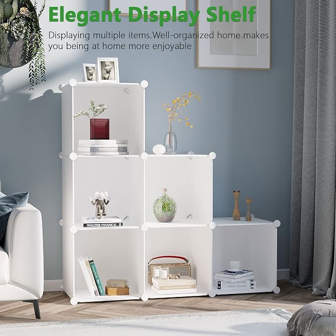 C&AHOME 6-Cube Storage Organizer, Stackable Storage Cubes Shelves, Portable - Image 3