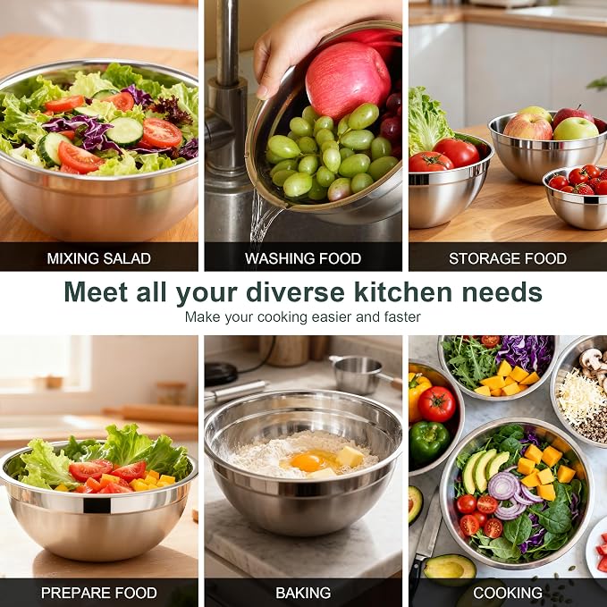 5 Piece Stainless Steel Mixing Bowls - Image 5