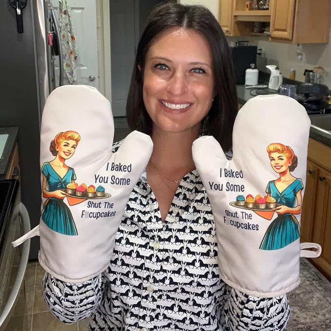 Miracu Funny Oven Mitts for Women, Cute Oven Mitt Set, Fun Kitchen Mittens - Image 7