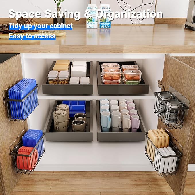 MUSTORN 3 Pack Adhesive Cabinet Door Organizer, Lid Organizers Inside Cabinet - Image 3