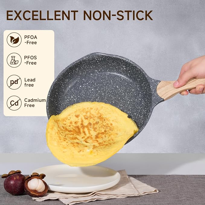 JEETEE Nonstick Frying Pans Set, Skillets Set 2 Pcs, Nonstick Omelette Skillet - Image 4