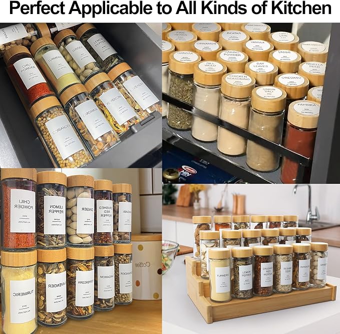 AISIPRIN Glass Spice Jars with 398 Labels-4oz 24 Pcs, Round Seasoning Jars with - Image 7