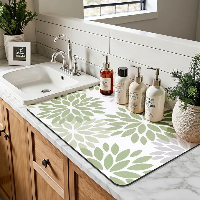 Findosom Floral Dish Drying Mat, Cuttable Drying Mat - Image 5