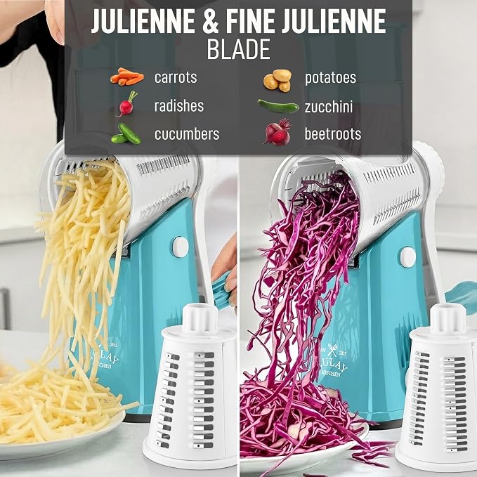 Zulay Kitchen Rotary Cheese Grater 5 Blade Cheese Shredder - Image 6