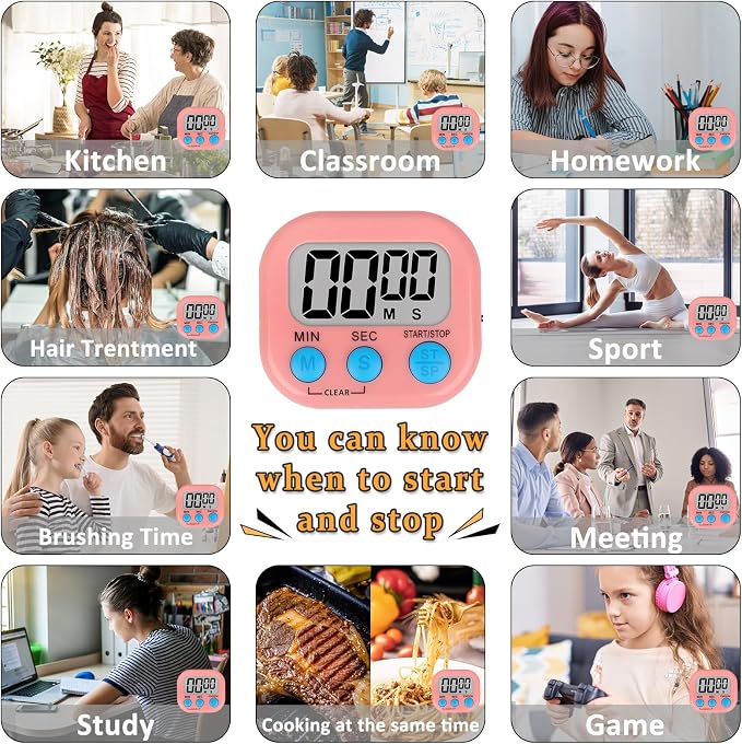 ZILLEEN 6 Pack Kitchen Timers for Cooking Digital Classroom Timers for Teachers - Image 4