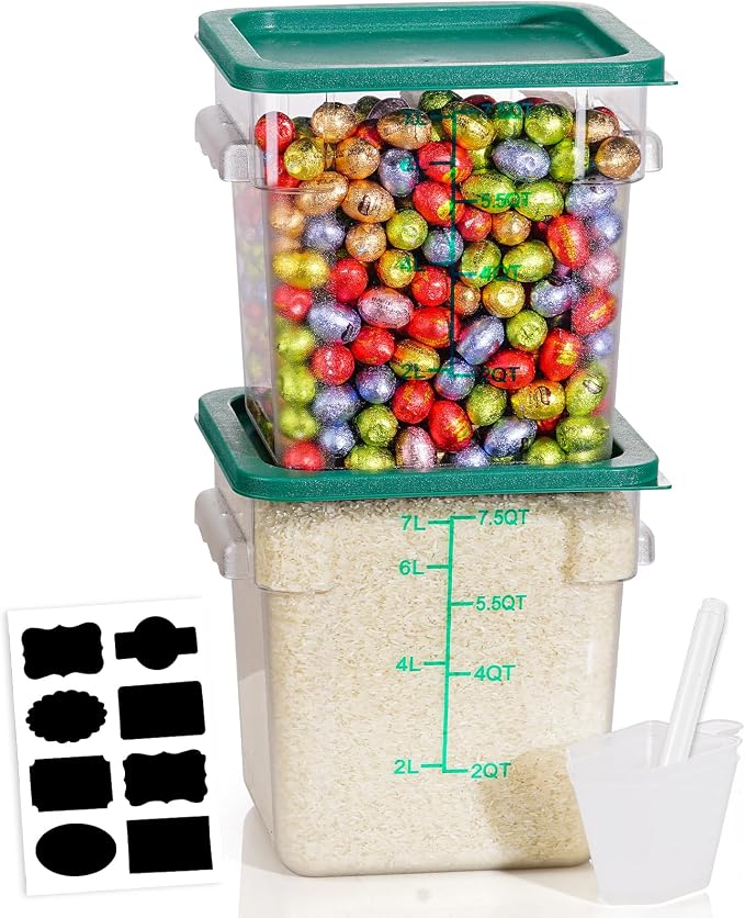 8QT Clear Food Storage Containers: 2 PCS NSF Food Storage Containers by SVKLHY