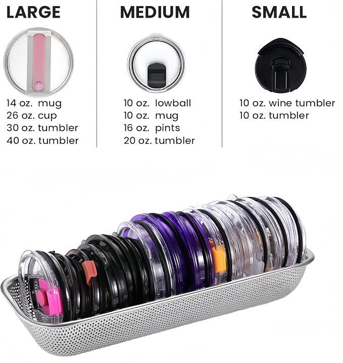 2Pack Stainless Steel Tumbler Cup Lid Organizer Inside Cabinet, Mason Jar Lid - Image 3