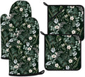 Botanical Print FloralOven Mitts and Pot Holders Sets Heat Resistant 4Pcs by ANTJOO
