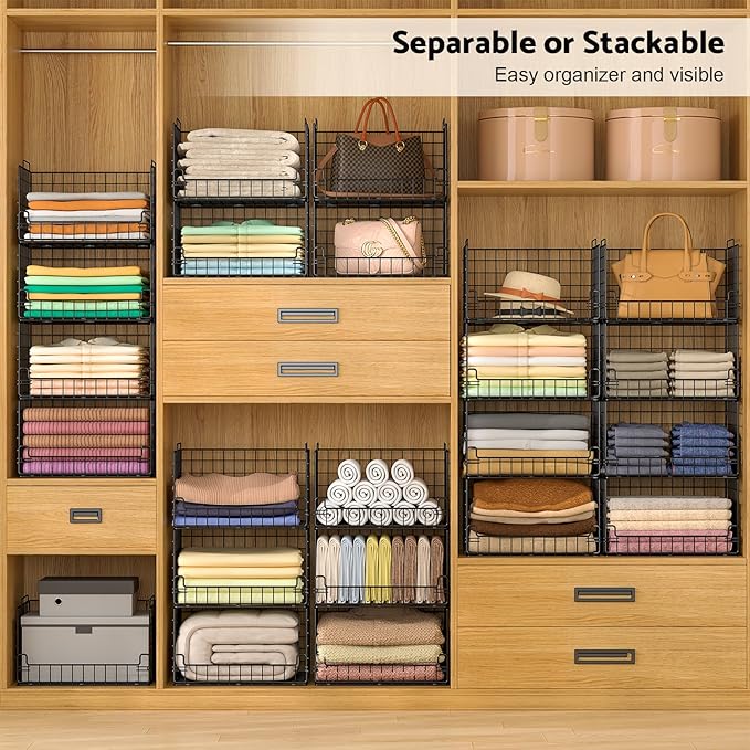 4-Tier Stackable Closet Organizers and Storage Basket - Image 6