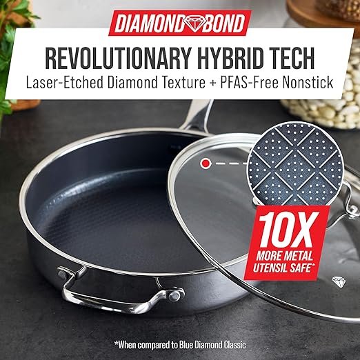 Blue Diamond Hybrid Nonstick Stainless Steel 4QT Saute Pan - Image 2