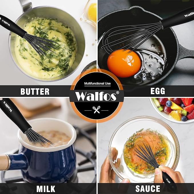 Walfos Whisk 5+7in/12cm+17cm Mini Whisk, Silicone Whisks Non Scratch Heat - Image 5