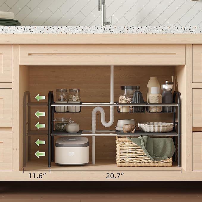 NETEL Under Sink Organizers and Storage, 2 Tier Expandable Under Cabinet - Image 2