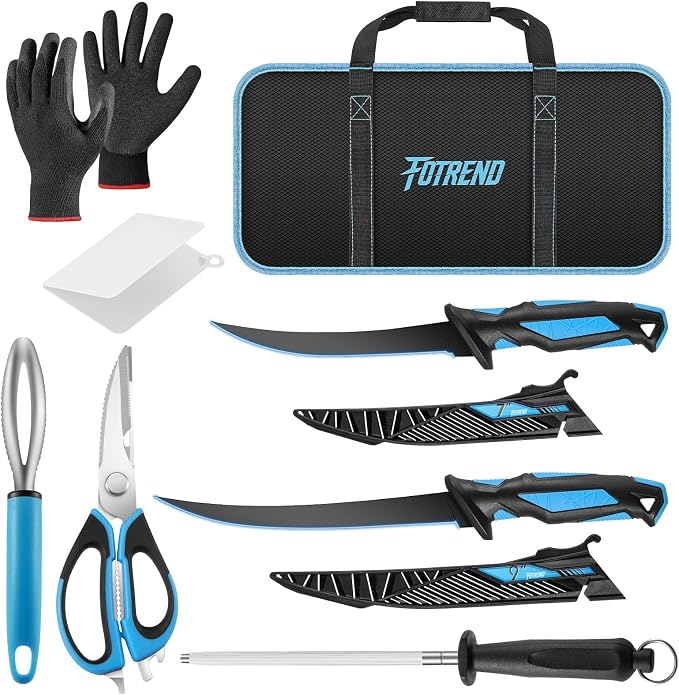 Fillet Knife Kit Combo, Fishing Knives and Honing Rod, Ultra-Sharp G4116 German by Fotrend