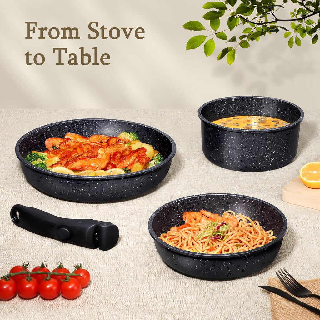 GiPP Ceramic Pots and Pans Nonstick Cookware Sets with Detachable
