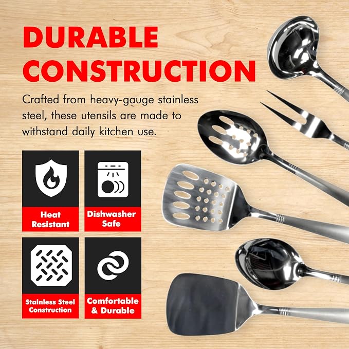 Chef Craft Select Kitchen Tool and Utensil Set, 6 Piece Set, Stainless Steel - Image 3