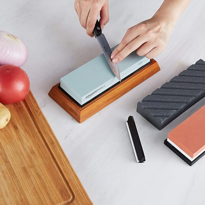 Amazon Basics Whetstone Knife Sharpening Stone Set, Double-sided 400/1000 and - Image 8