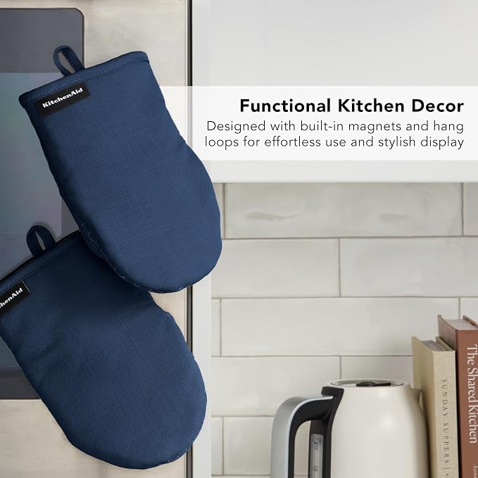 KITCHENAID Gourmet Series Gridlines Mini Oven Mitts 2-Pack Set, Heat Resistant - Image 6