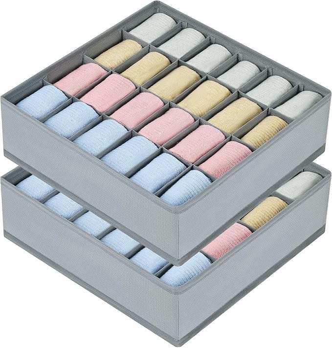 Joyoldelf Sock Drawer Organizer Divider 2 Packs Underwear Organizer, 24 Cell - Image 8
