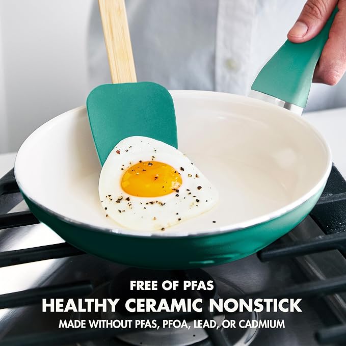 GreenPan Rio Healthy Ceramic Nonstick 8" Frying Pan Skillet and Silicone - Image 2