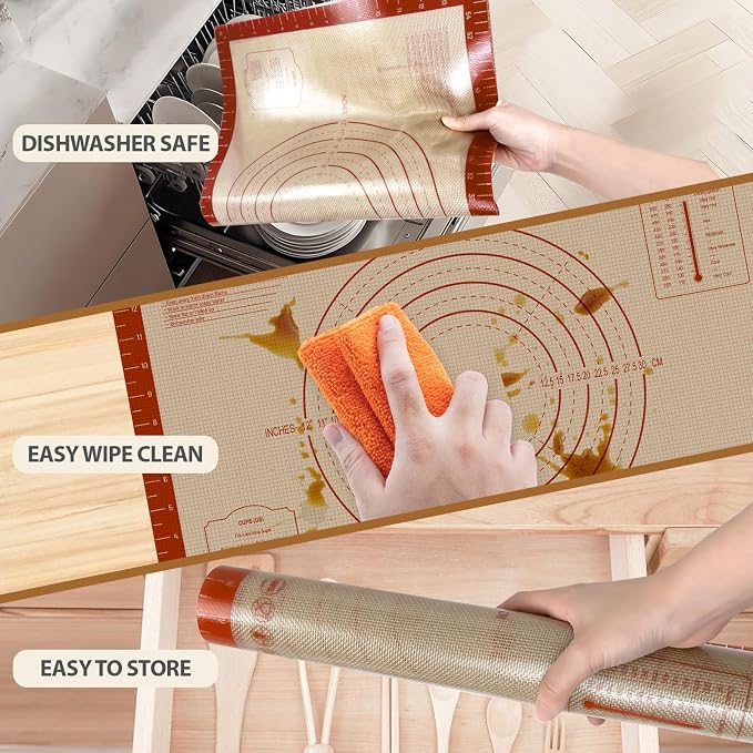 Pastry Mat, 0.7mm Extra Thick 26 x 16 Inches Large Non Stick Silicone Baking Pad - Image 6