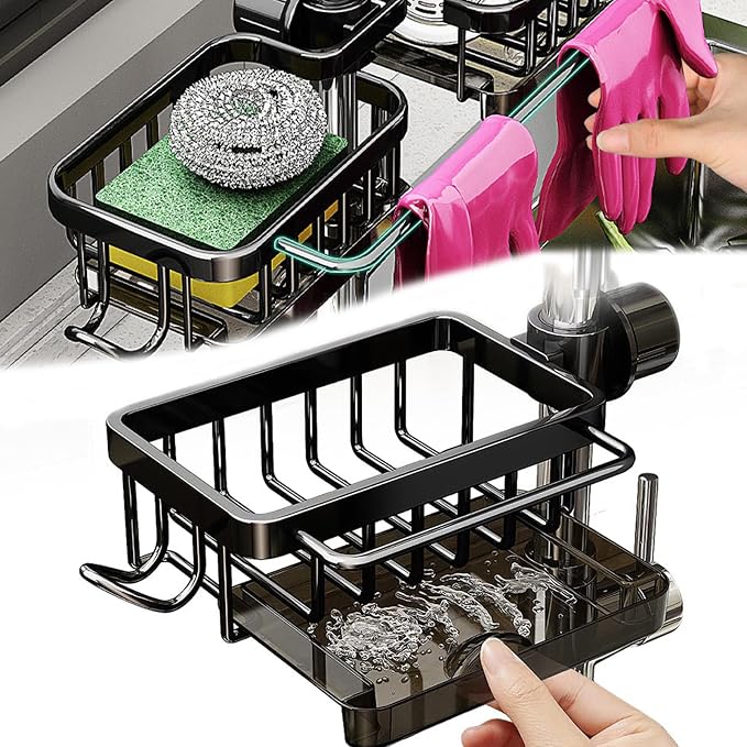 Kitchen Sink Faucet Organizer Multifunction Sponge Holder Organizer Sink Drain by Unknown