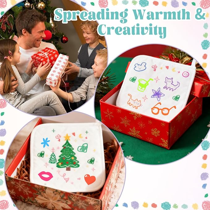 40 Pcs Pot Holder Bulk for Craft Include 16 White Heat Resistant Pot Holders - Image 7