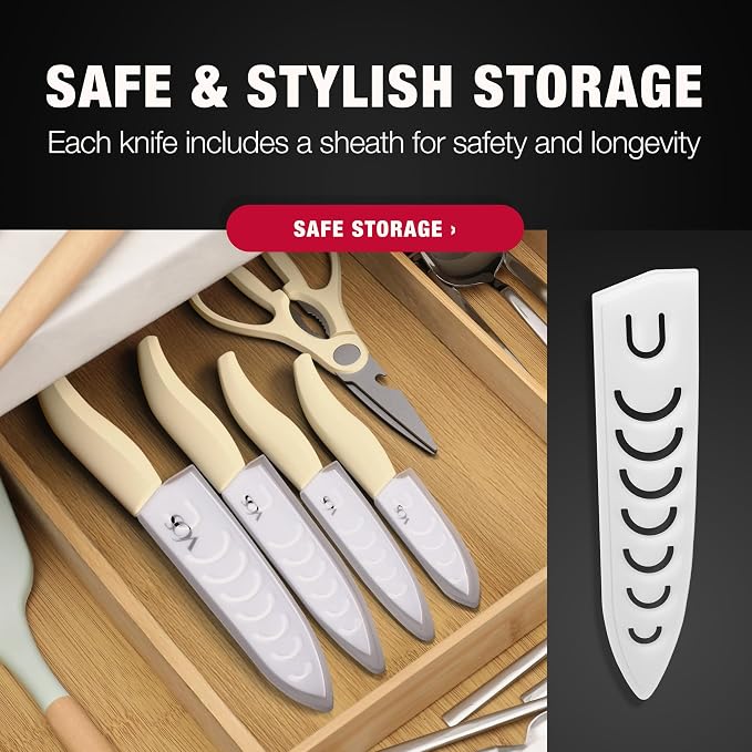 Vos ceramic knives set for kitchen in gift box, 5 ceramic knife - Image 6