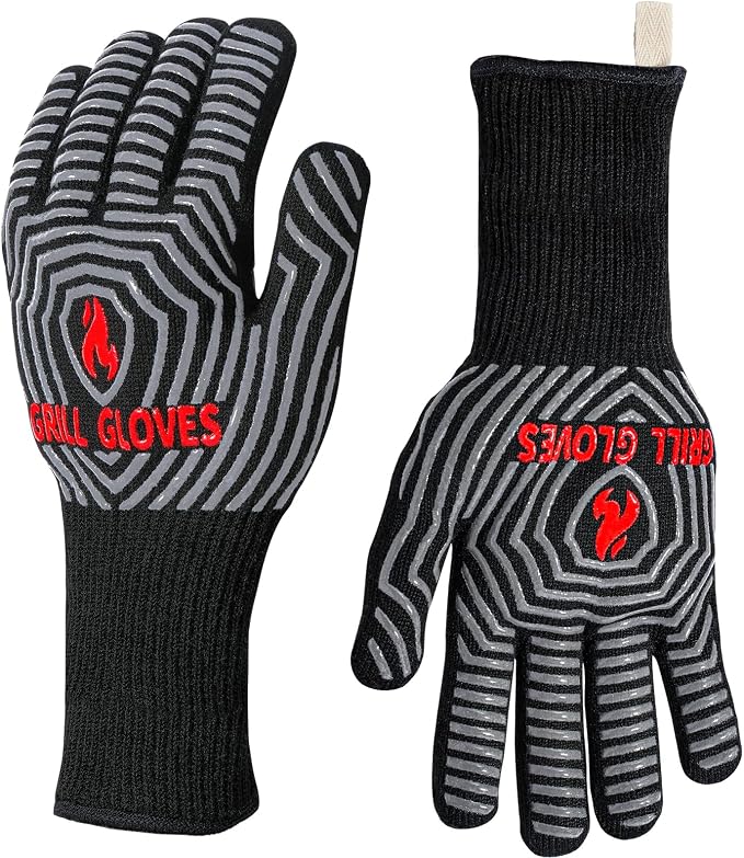 QUWIN BBQ Gloves, Oven Gloves 1472℉ Extreme Heat Resistant, Grilling Gloves by QUWIN