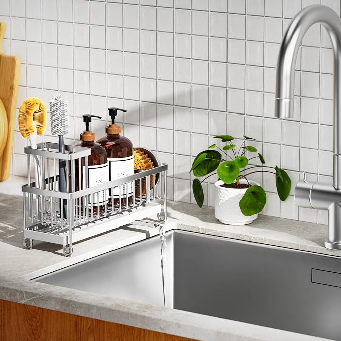 Cisily Sponge Holder for Kitchen Sink, Sink Caddy Organizer - Image 7