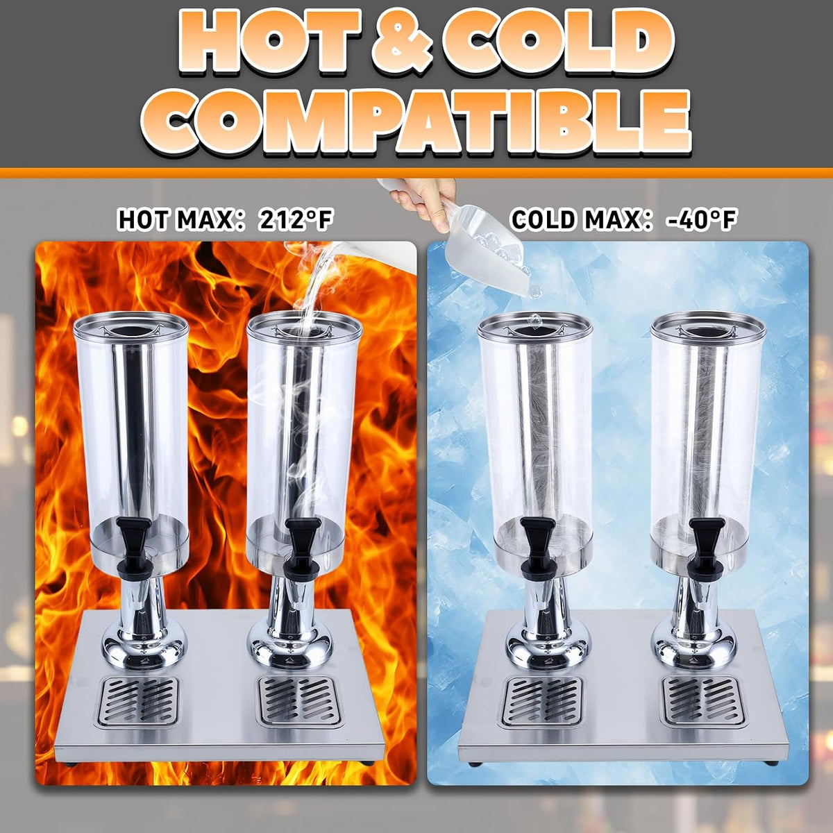 2-Gallon Drink Dispenser with Stainless Steel Drip Tray - Party