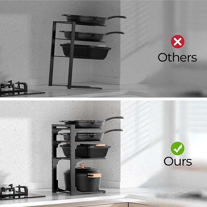 MUDEELA 2 Pack Pots and Pans Organizer under Cabinet, 4-Tier Heavy Duty Pan - Image 5