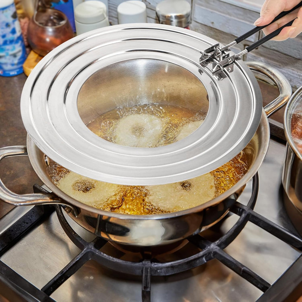 2 Pack Stainless Steel Splatter Screen for Frying Pan, 12 Inch Grease