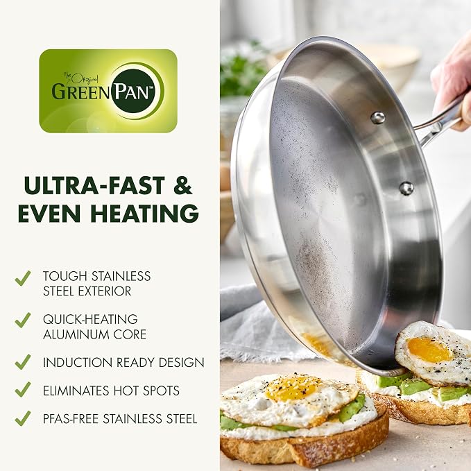 GreenPan Stainless Steel Cookware Set, 11 Piece, Induction Cookware, Dishwasher - Image 5