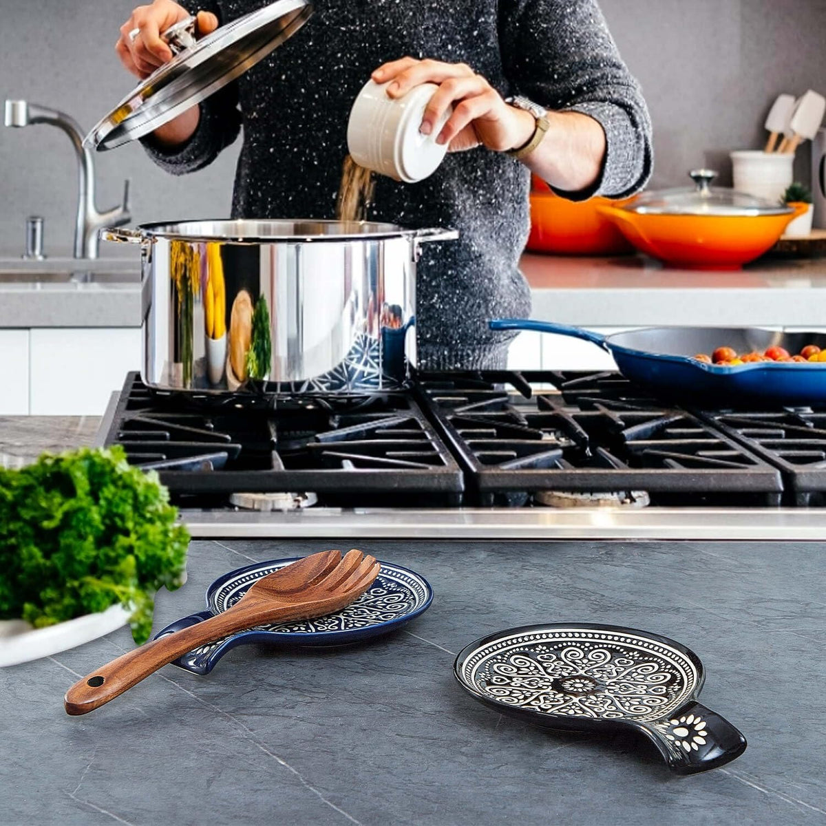 Ceramic Spoon Rest, Cooking Spoon Holder for Kitchen Counter/Stove
