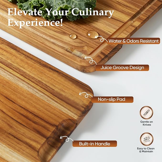 XXLarge Teak Cutting Board Non Toxic Wood Chopping Board Wooden Bamboo - Image 6
