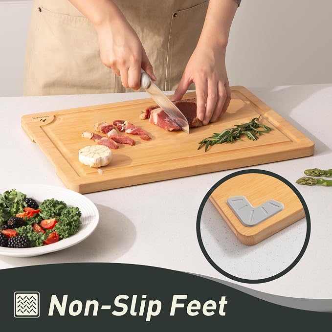 Extra Large Bamboo Board Charcuterie Non Slip Feet Over Sink Wooden Cutting - Image 5