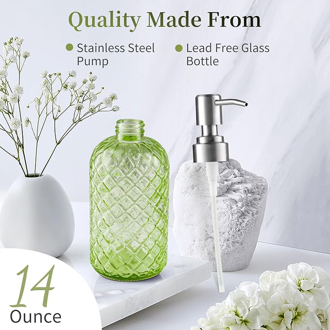 14 Oz Refillable Glass Soap Dispenser - Image 3
