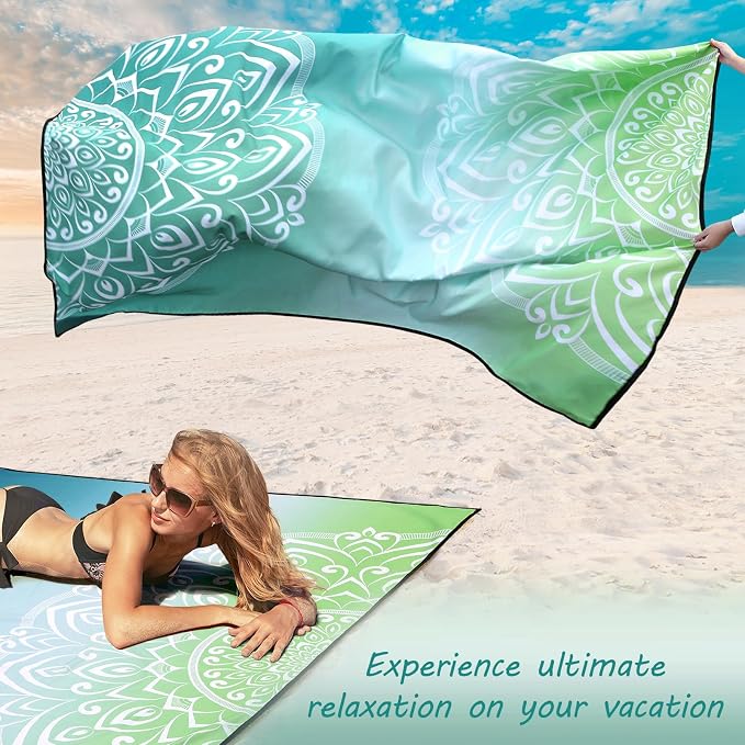 WIWIGO Beach Blanket Waterproof Sandproof Beach Mat 79" X 83"/10'x9'for 2-8 - Image 4