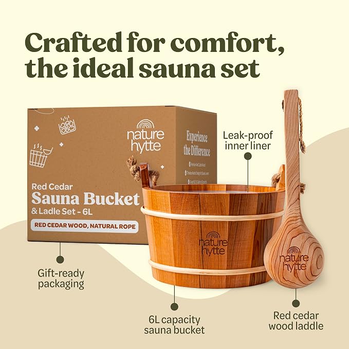 Red Cedar Sauna Bucket and Ladle Set 6L - Image 3