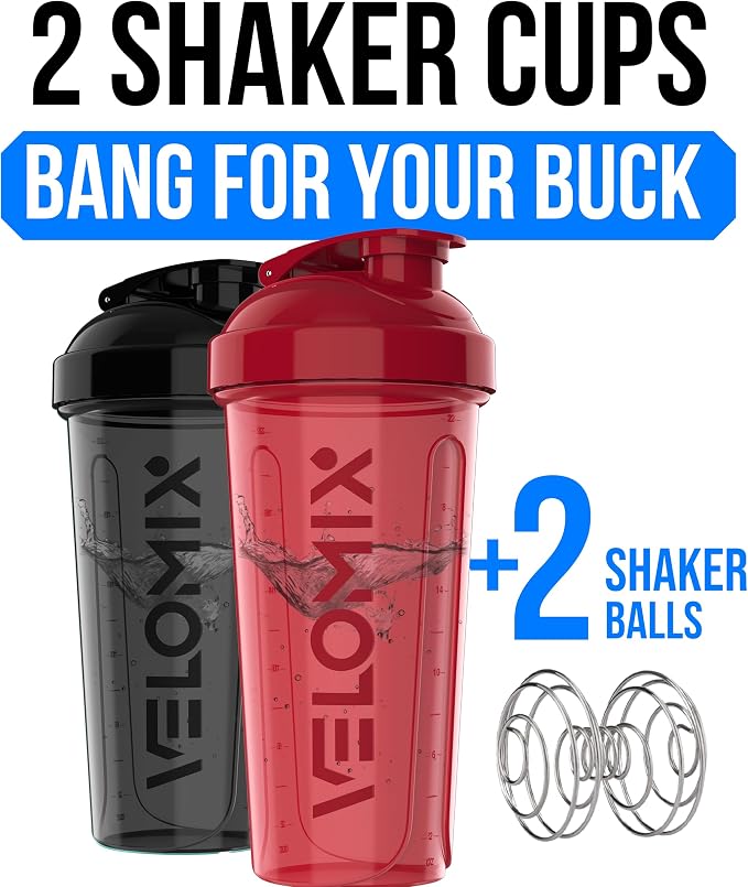 VELOMIX -2 Pack- 28 oz Protein Shaker Bottles - Image 2