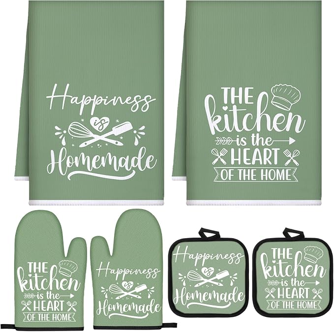 Sratte 6 Pcs Kitchen Decor Accessories Set Farmhouse Towels Pot Holders Oven by Sratte
