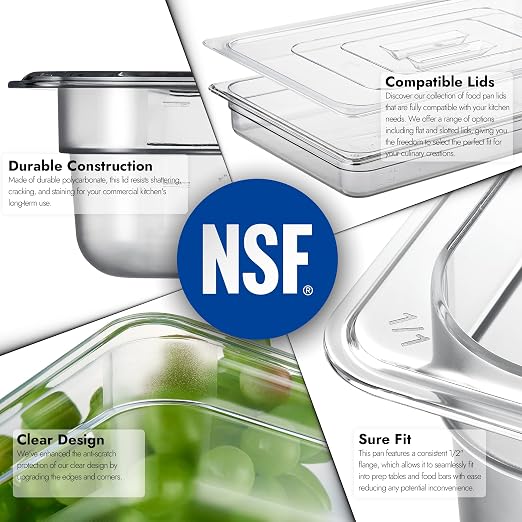 CURTA 6-Pack Full Size 2.5" Deep NSF Polycarbonate Food Pans | Dishwasher & - Image 5