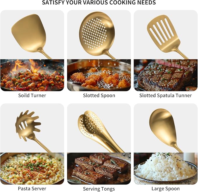 304 Stainlss Steel Matte Kitchen Utensils Set, Pasta Server - Image 3