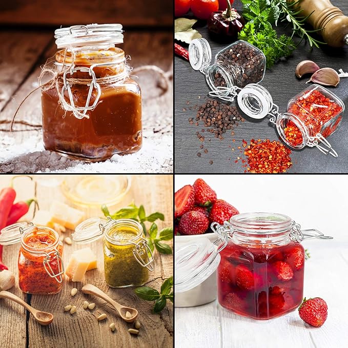 DHSBTLS 4 oz Mini Square Spice Jars, 24 Pack Glass Mason Jars - Image 6