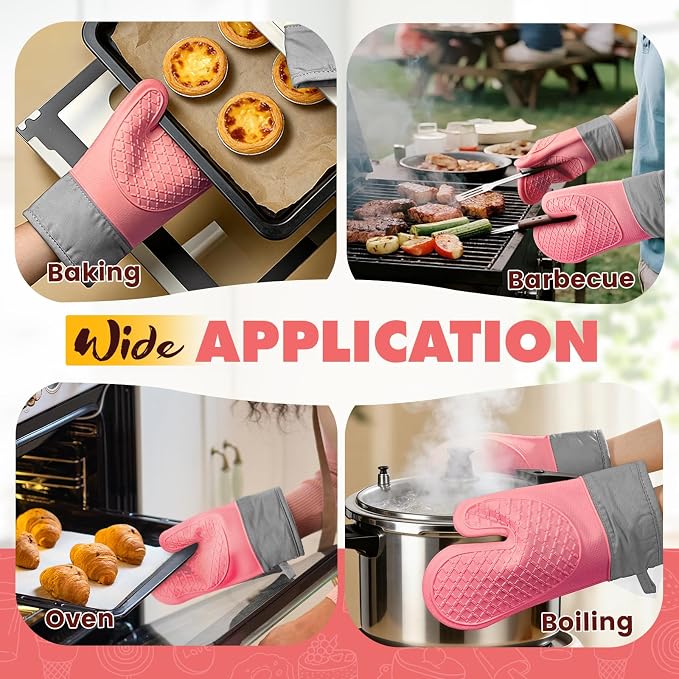 Silicone Oven Mitts, Waterproof Non Slip Grip Oven Gloves - Image 7