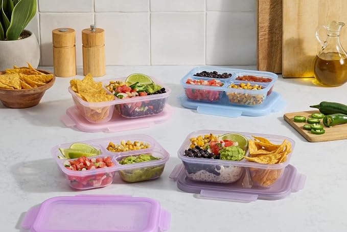 Ello Snap & Nest 10-Piece 3 Cup Plastic Divided Meal Prep Set, Reusable Food - Image 2