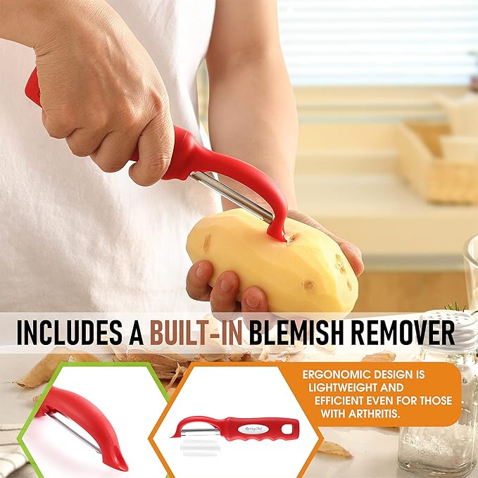Spring Chef Premium Swivel Vegetable Peeler, Soft Grip Handle and Ultra Sharp - Image 5