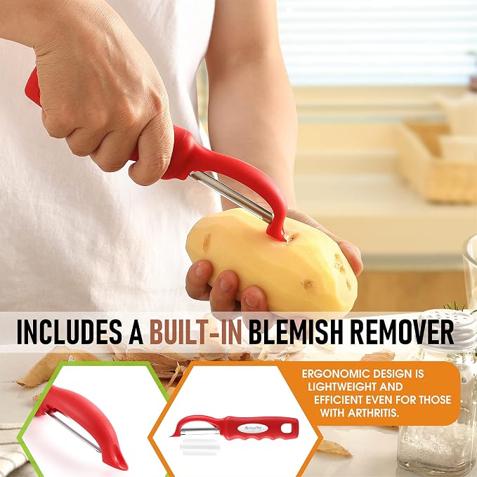 Spring Chef Professional Red Swivel Vegetable Peeler - Image 5