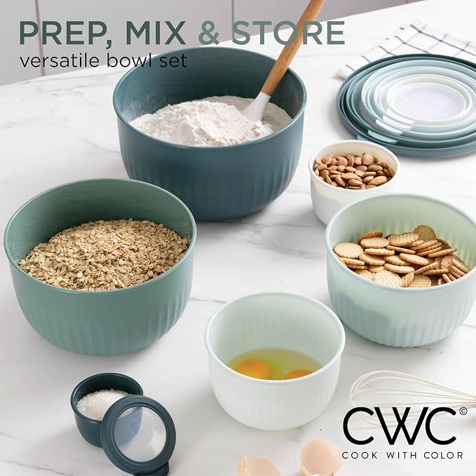 COOK WITH COLOR Prep Bowls with Lids- Wide and Deep Nesting Plastic Small - Image 2