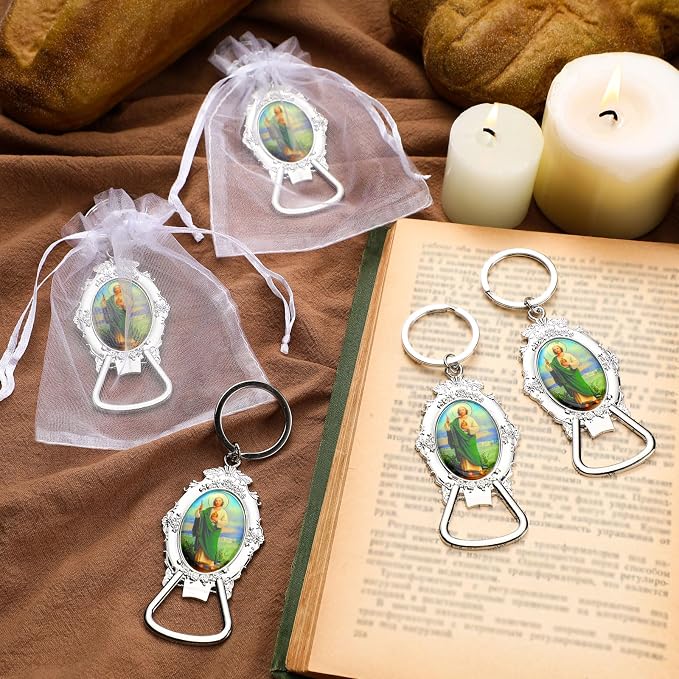 Misdary 12 Pcs St. Jude Bottle Opener Keychain Catholic Bottle Opener - Image 2